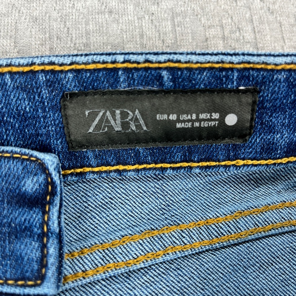 New Zara baggy Wide Leg Bootcut Jeans Women 8/32x33 Blue High Rise Flare Y2K 90s - Picture 3 of 13